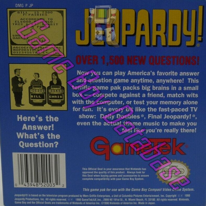 Jeopardy USA Back of the box