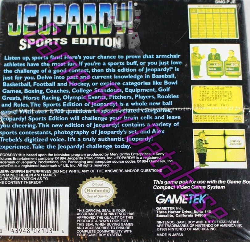 Jeopardy Sports Edition USA Back of the box