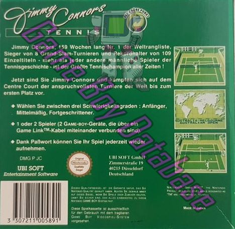 Jimmy Connors Tennis NOE-1 Back of the box