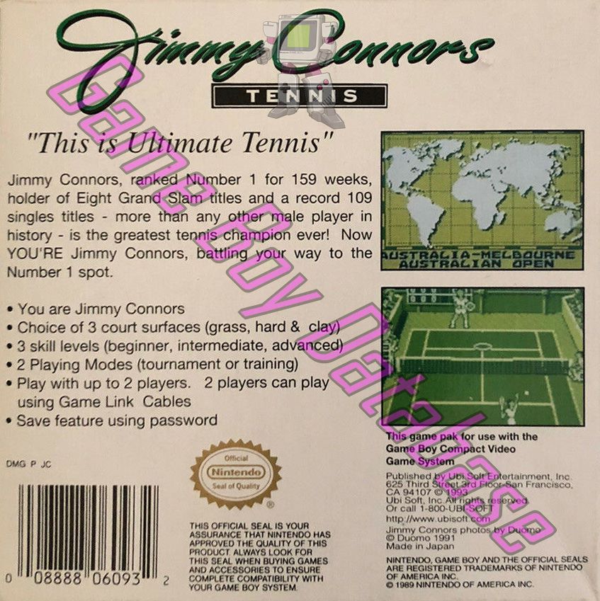 Jimmy Connors Tennis USA Back of the box