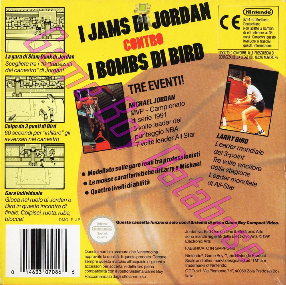 Jordan vs Bird One on One ITA Back of the box