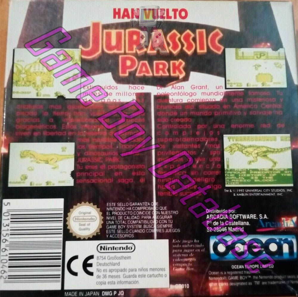 Jurassic Park ESP Back of the box