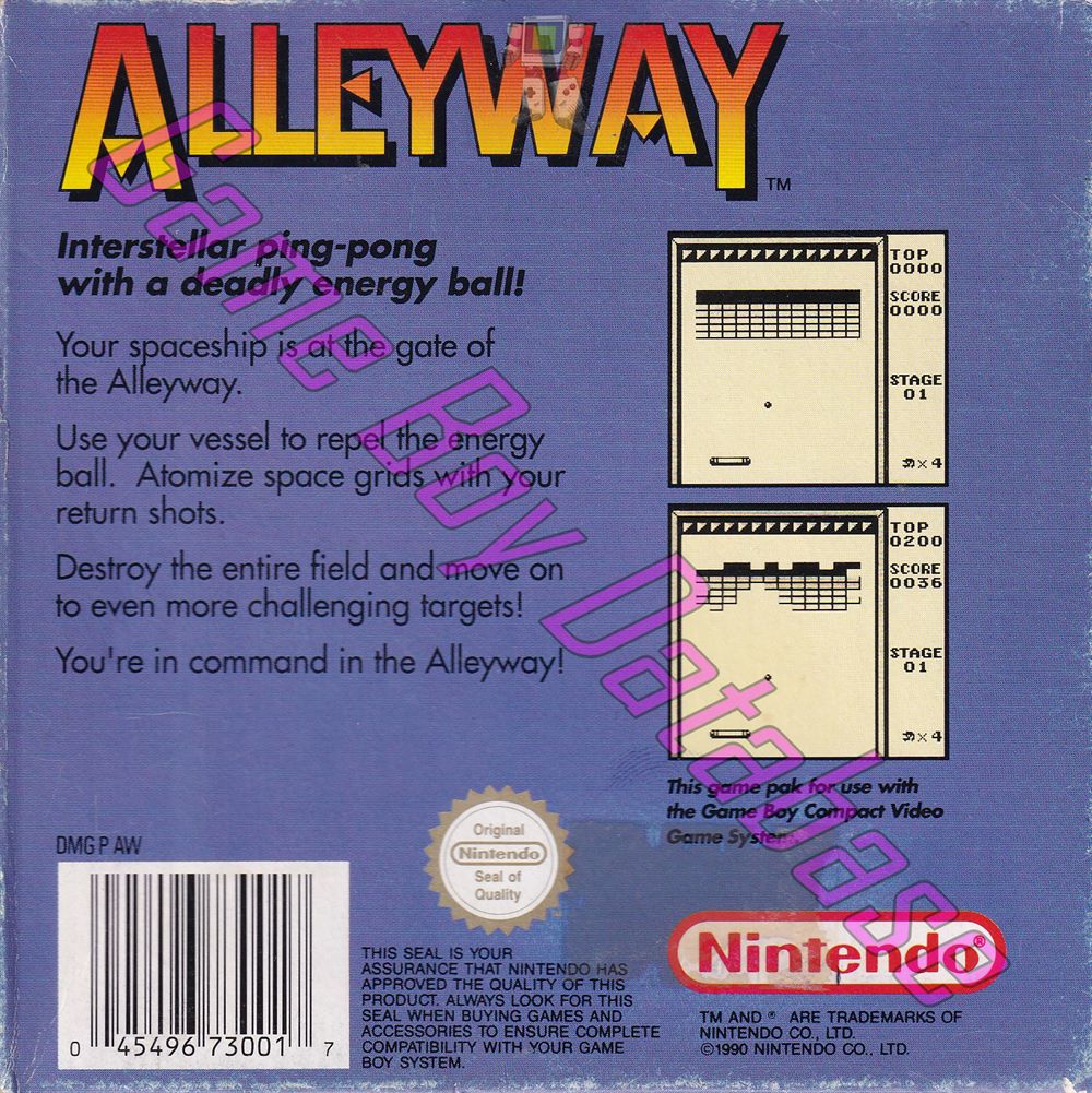 Alleyway AUS-1 Back of the box