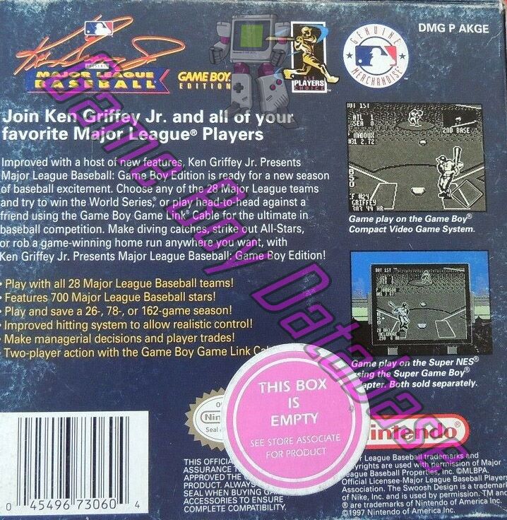 Ken Griffey Jr Presents Major League Baseball USA Back of the box