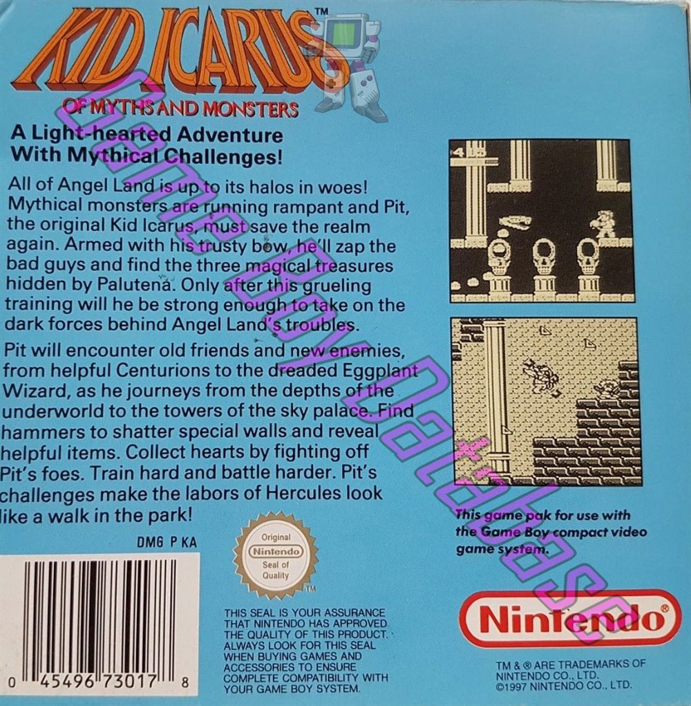 Kid Icarus of Myths and Monsters AUS Back of the box