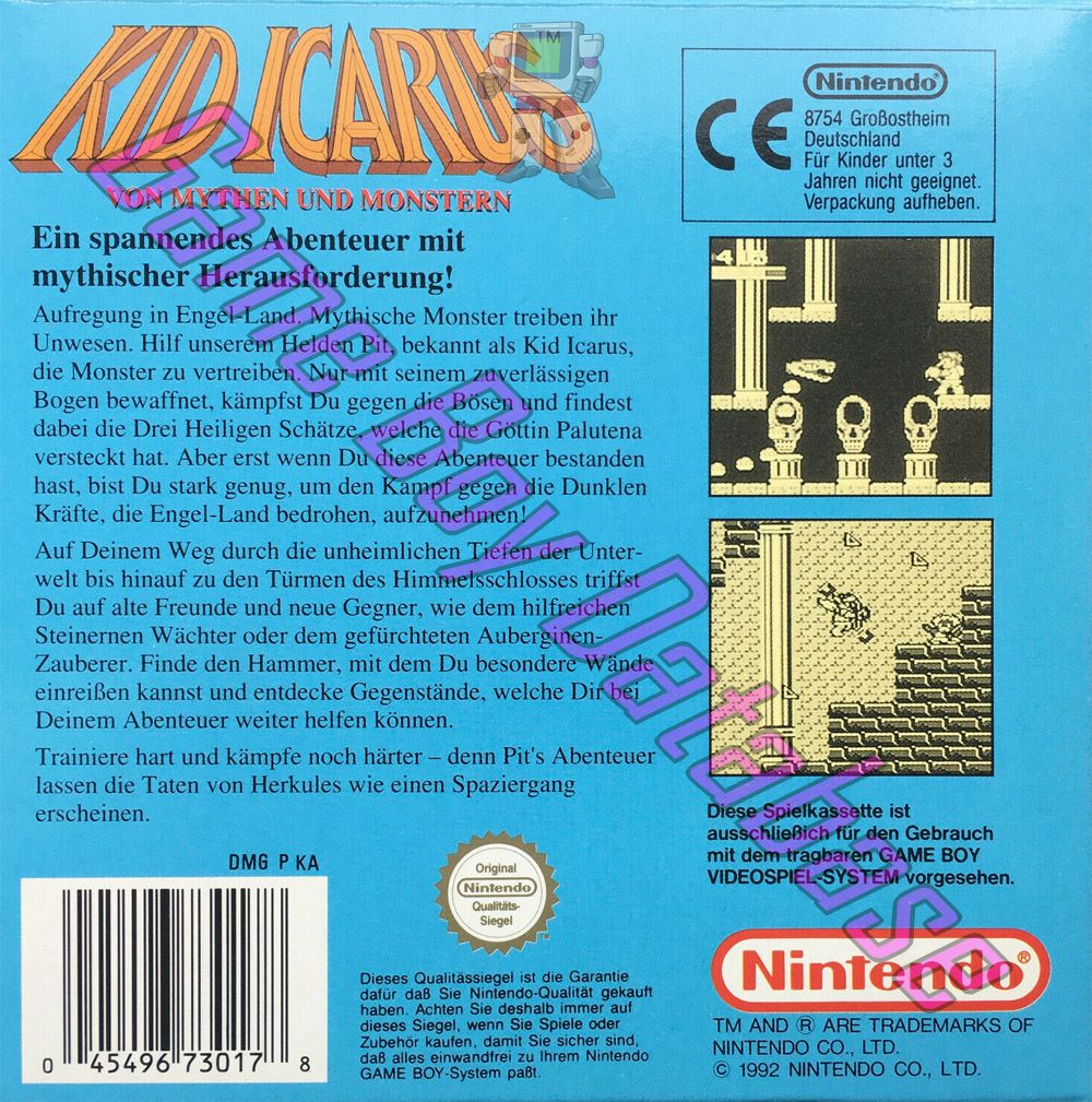 Kid Icarus Von Mythen und Monstern NOE Back of the box