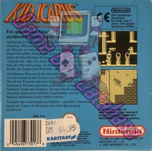 Kid Icarus Von Mythen und Monstern NOE-1 Back of the box