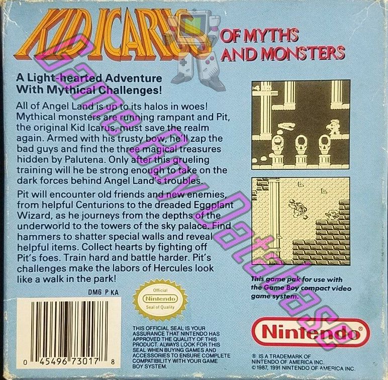 Kid Icarus of Myths and Monsters USA Back of the box