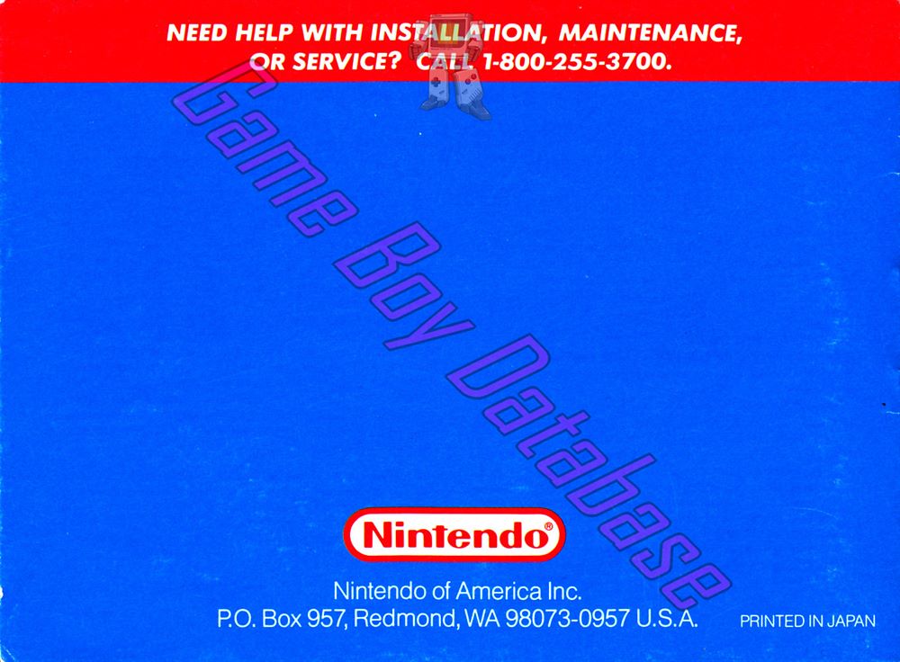 Kirby's Dream Land USA Back of the booklet