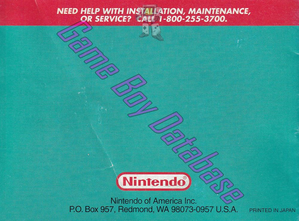 Kirby's Pinball Land USA Back of the booklet