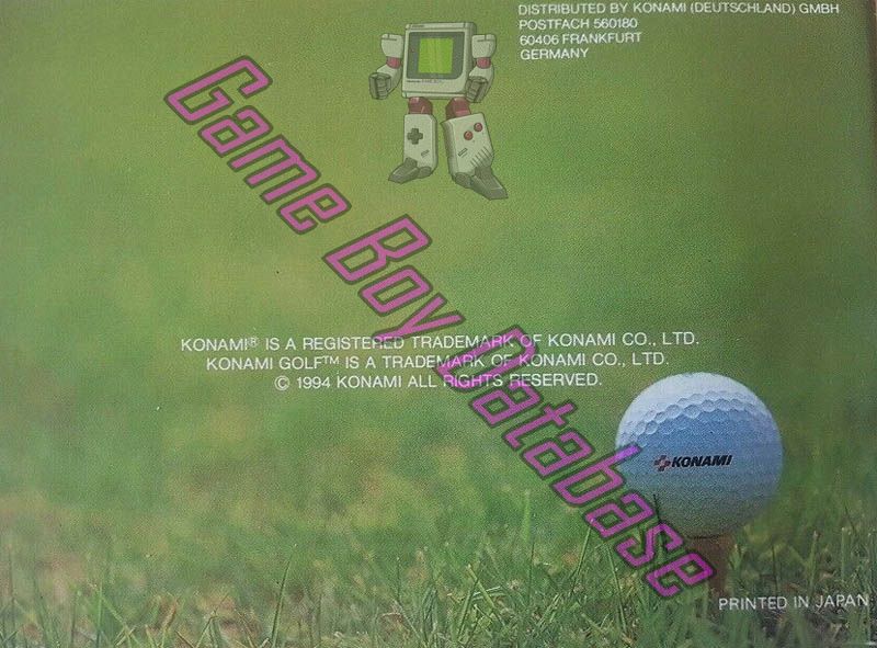 Konami Golf NOE Back of the booklet