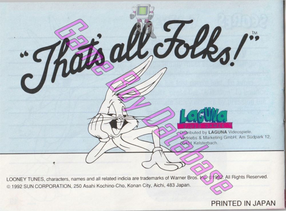 Looney Tunes EUR Back of the booklet