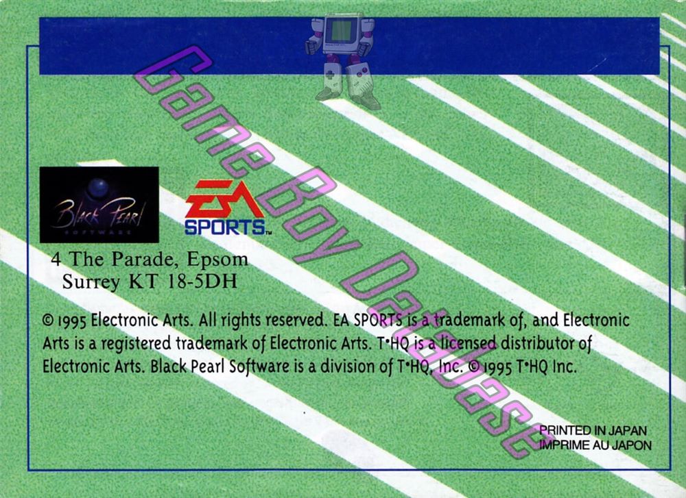 Madden NFL 96 EUR Back of the booklet