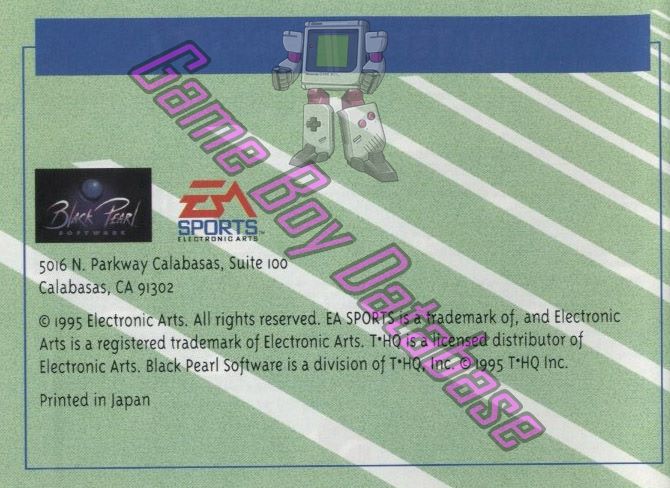 Madden NFL 96 USA Back of the booklet