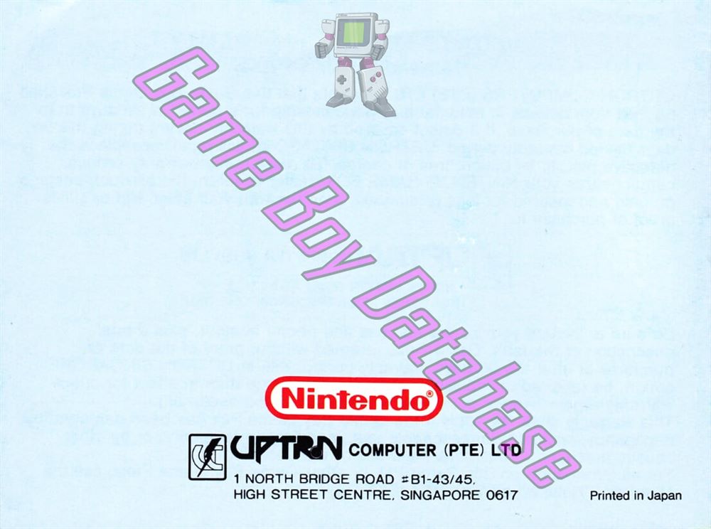 Mega Man Dr. Wily's Revenge ASI Back of the booklet