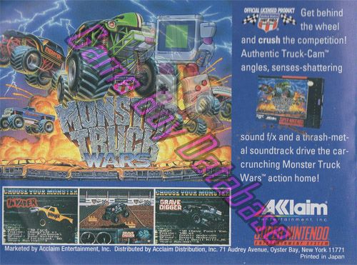 Monster Truck wars USA Back of the booklet