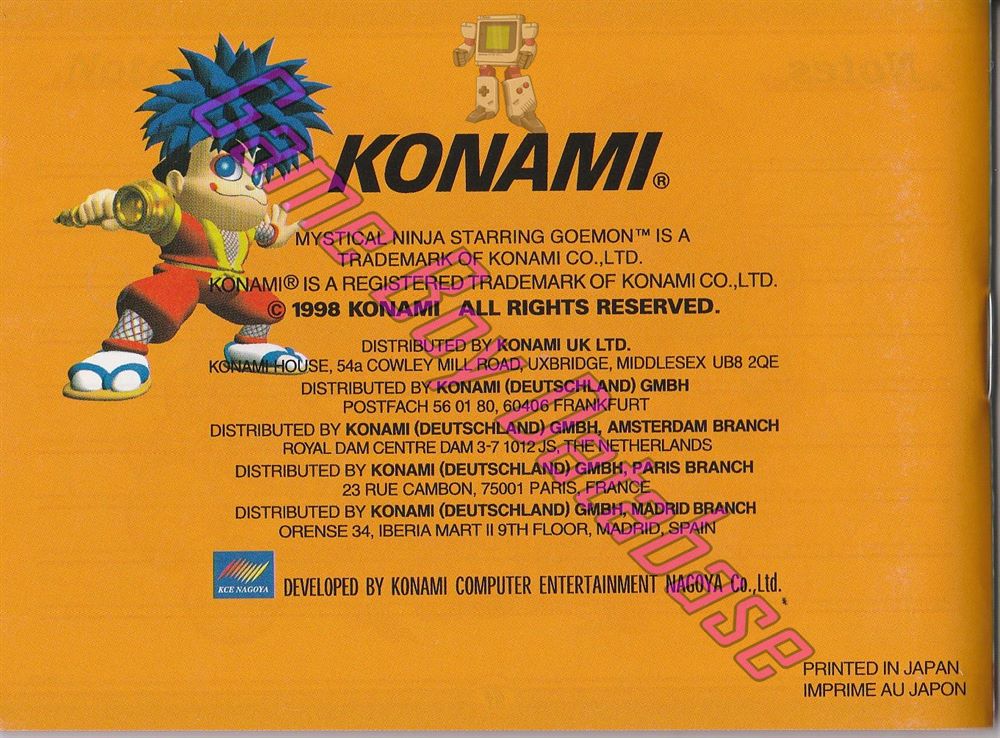 Mystical Ninja Starring Goemon EUR Back of the booklet