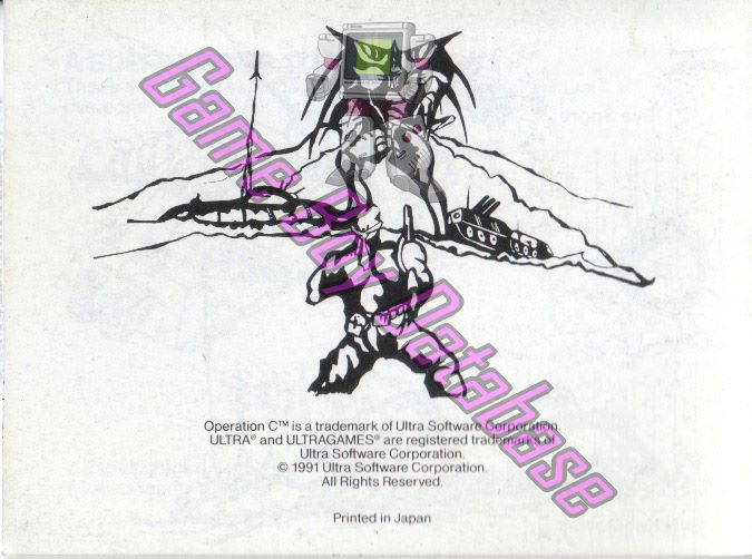 Operation C USA Back of the booklet