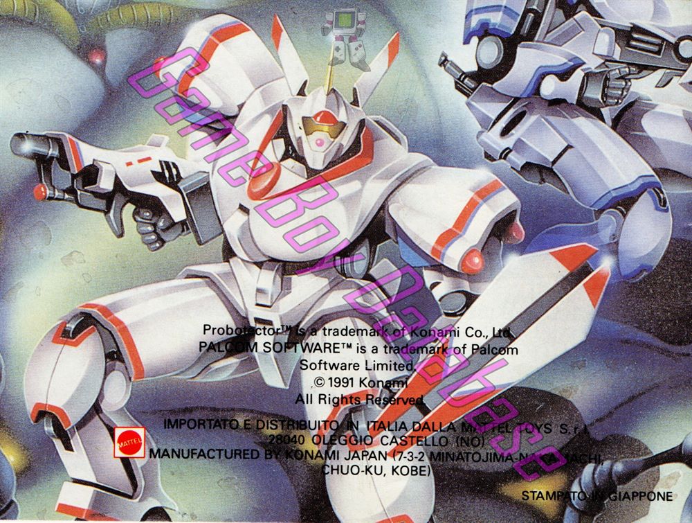 Probotector ITA Back of the booklet