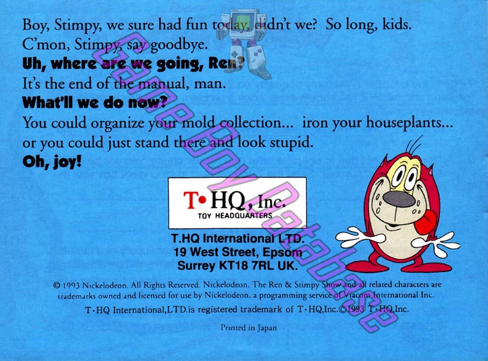 Ren & Stimpy Show Veediots! (the) UKV Back of the booklet