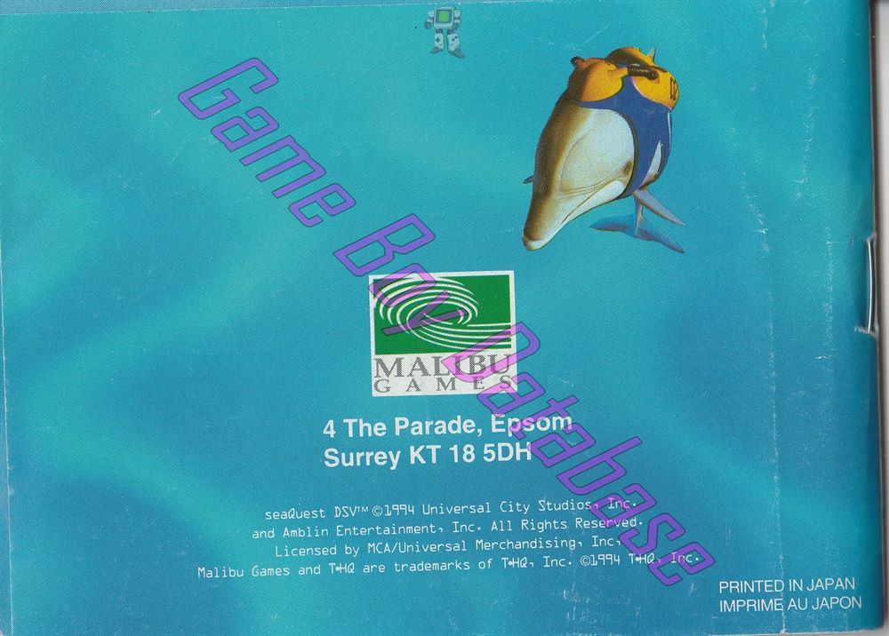 SeaQuest DSV EUR Back of the booklet