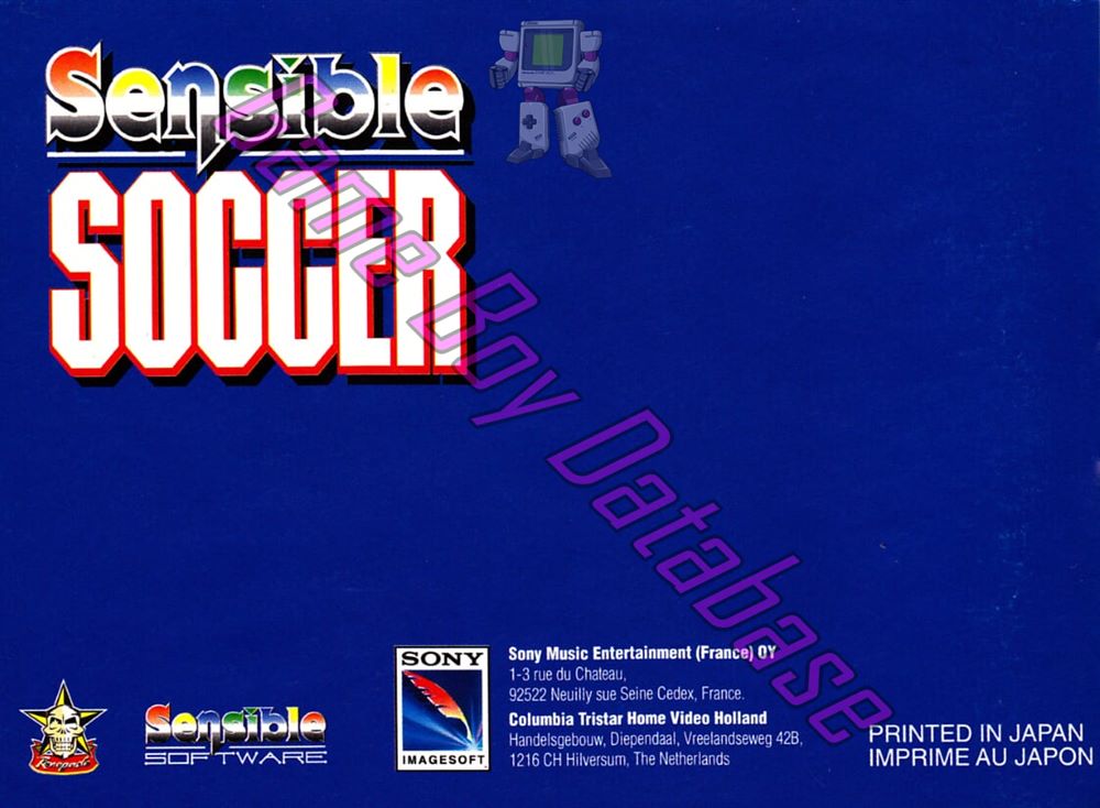 Sensible Soccer FAH Back of the booklet