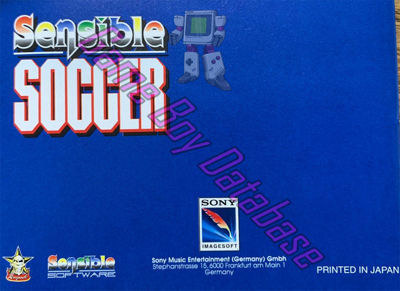 Sensible Soccer NOE Back of the booklet