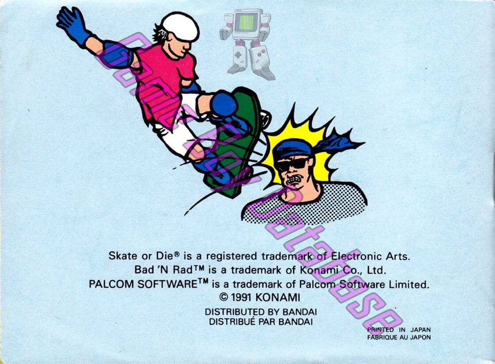 Bad'n Rad (Skate or Die) FAH Back of the booklet