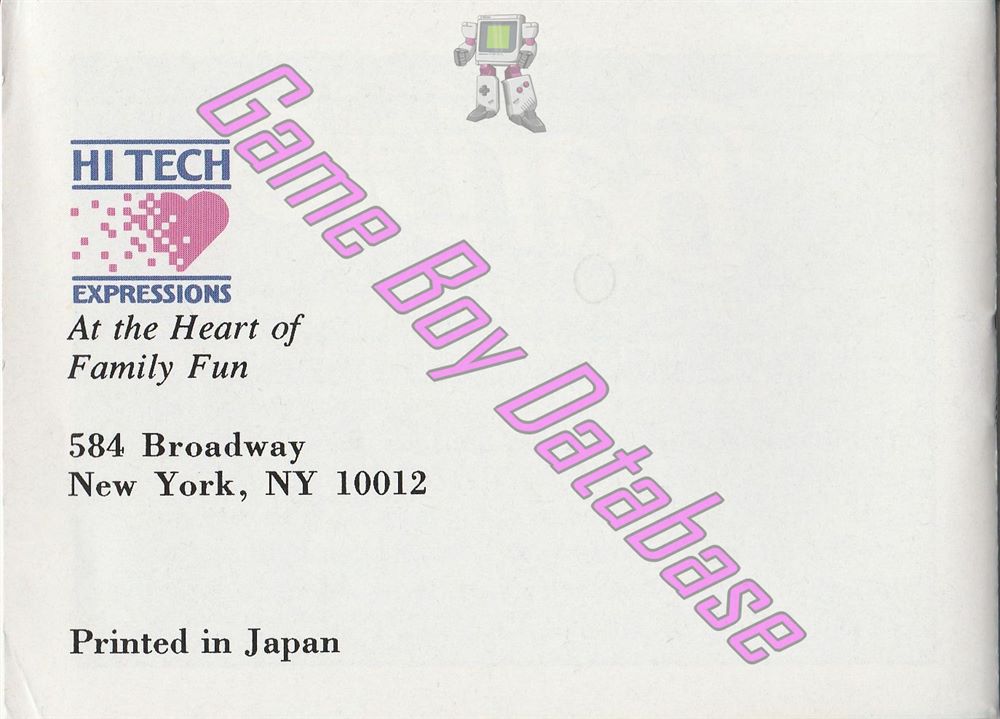 Barbie Game Girl USA Back of the booklet