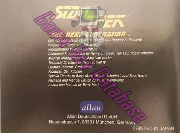 Star Trek: The Next Generation NOE Back of the booklet