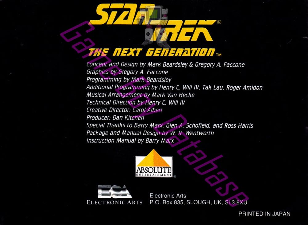 Star Trek the Next Generation UKV Back of the booklet