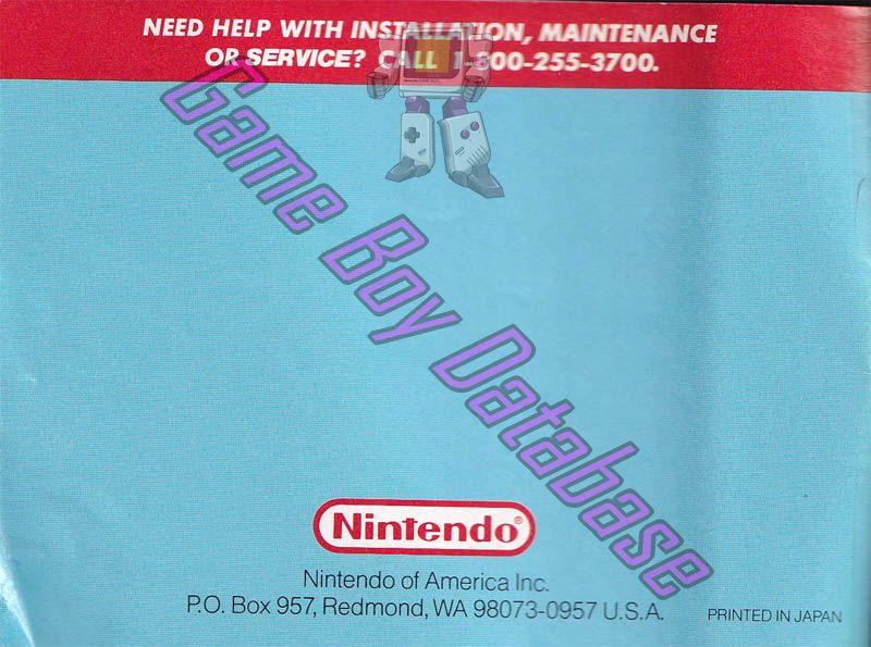 Super R.C. Pro-Am USA Back of the booklet