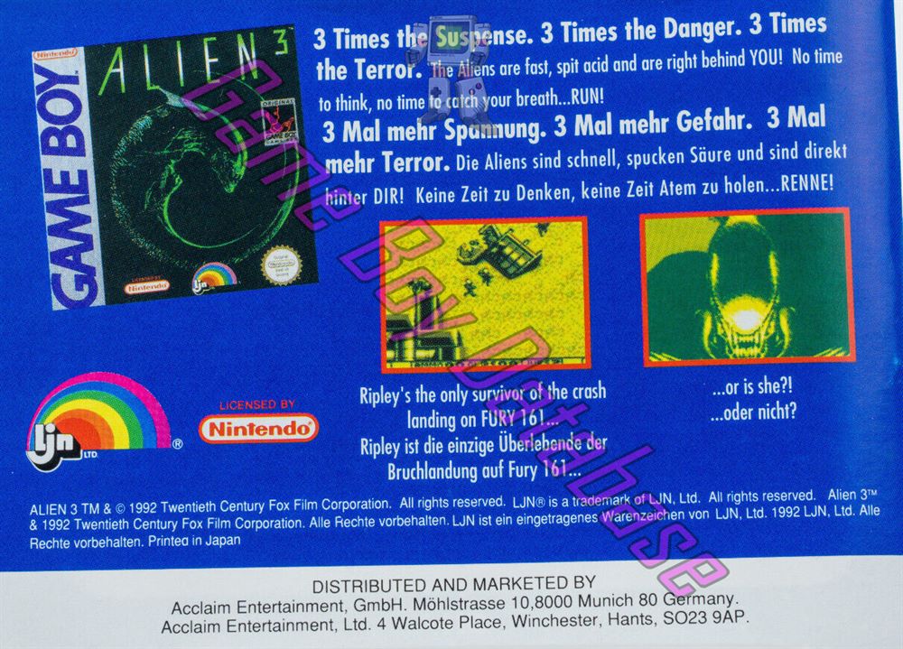 T2 the Arcade Game NOE-1 Back of the booklet