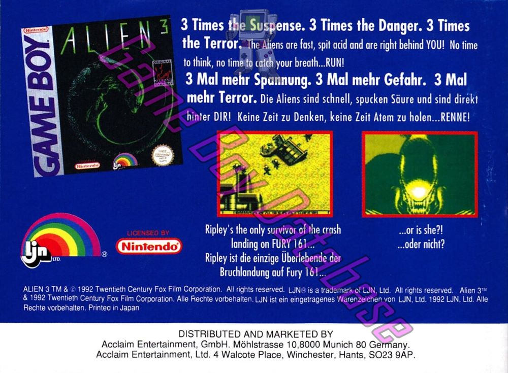 T2 the Arcade Game UKV-1 Back of the booklet