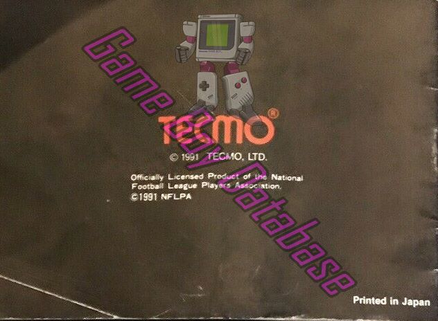 Tecmo Bowl USA-1 Back of the booklet