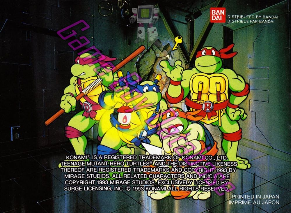 Teenage Mutant Hero Turtles III Radical Rescue FAH Back of the booklet