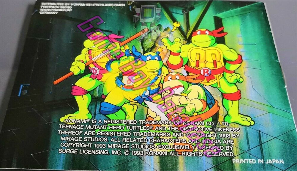 Teenage Mutant Hero Turtles III Radical Rescue NOE Back of the booklet