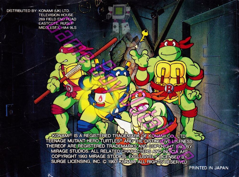 Teenage Mutant Hero Turtles III Radical Rescue UKV Back of the booklet