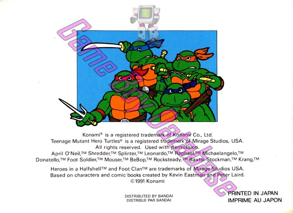 Teenage Mutant Hero Turtles Fall of the Foot Clan FAH Back of the booklet