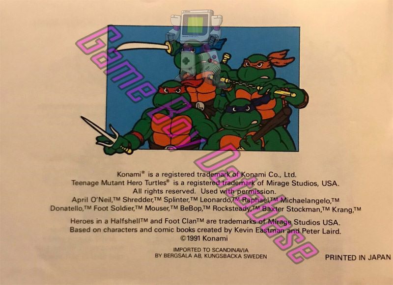 Teenage Mutant Hero Turtles Fall of the Foot Clan SCN Back of the booklet