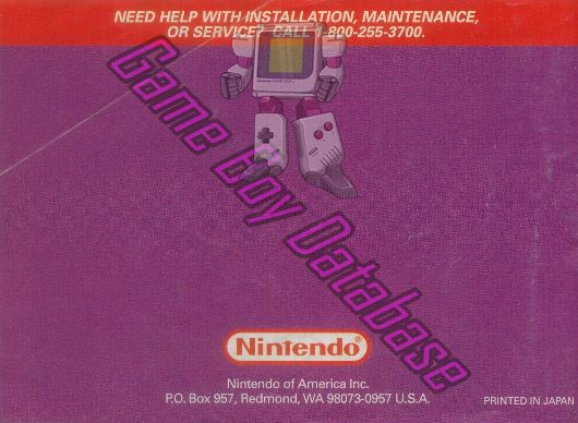 Tetris Blast USA Back of the booklet