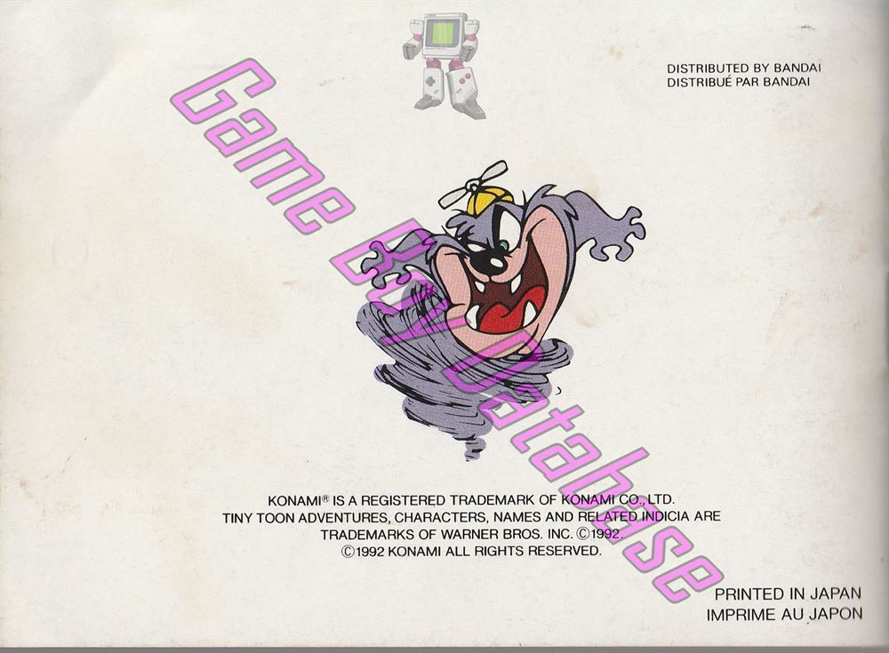 Tiny Toon Adventures Babs' Big Break FAH Back of the booklet