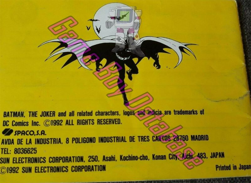 Batman Return of the Joker ESP Back of the booklet