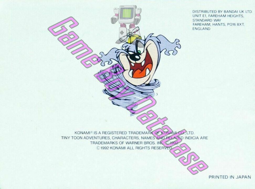 Tiny Toon Adventures Babs' Big Break UKV Back of the booklet