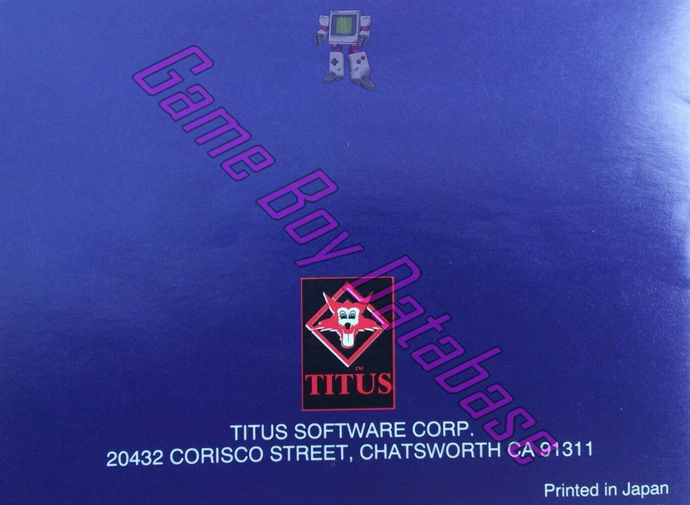 Titus the Fox USA Back of the booklet