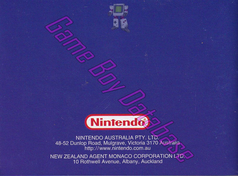 Wario Land II AUS Back of the booklet