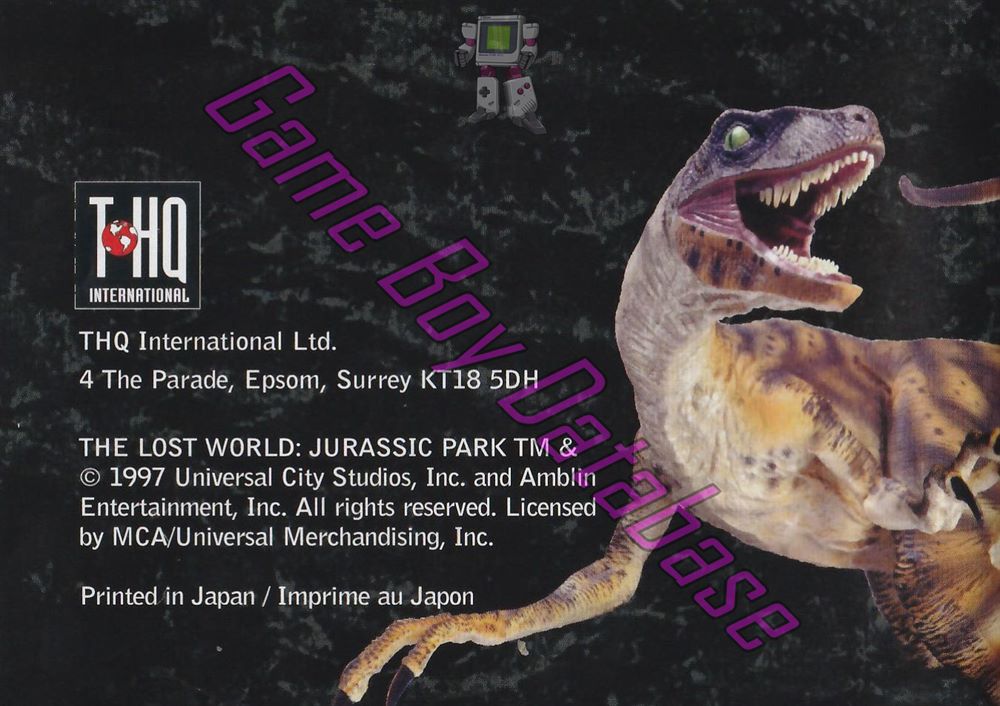 Jurassic Park le Monde Perdu FRA Back of the booklet