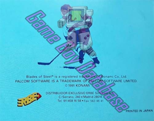 Blades of Steel ESP Back of the booklet