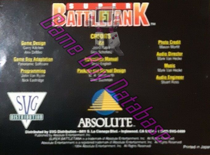 Super Battletank USA-1 Back of the booklet