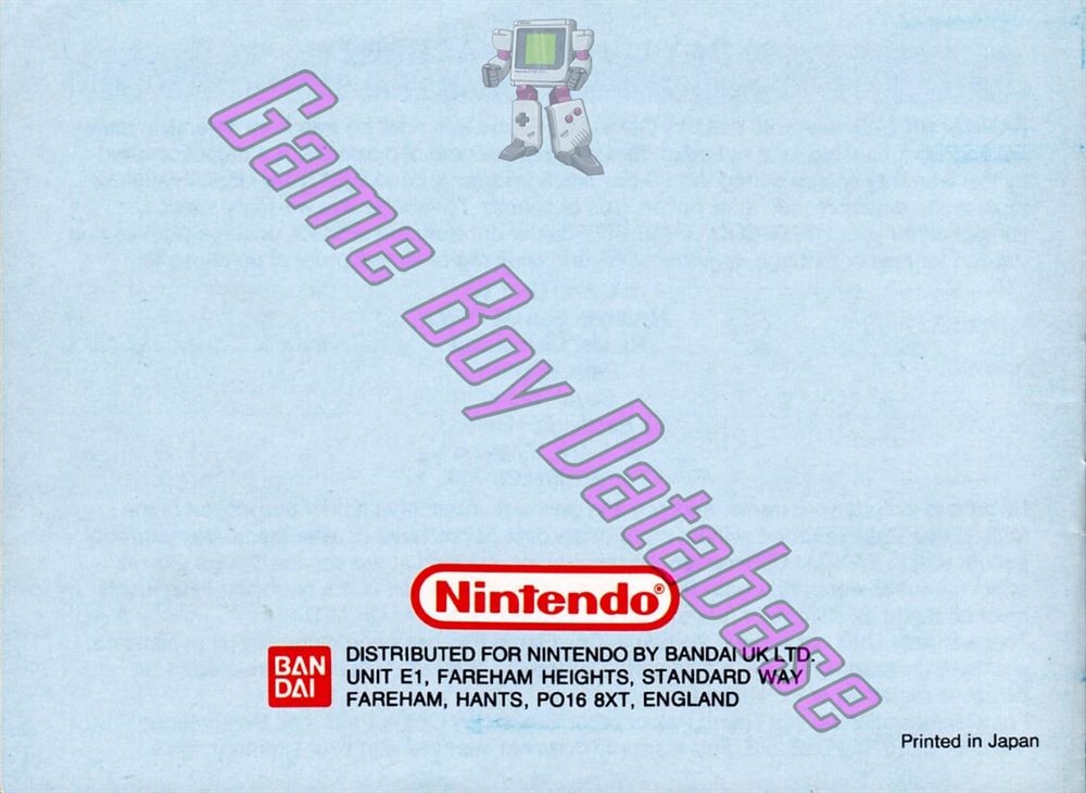 Mega Man Dr. Wily's Revenge UKV Back of the booklet